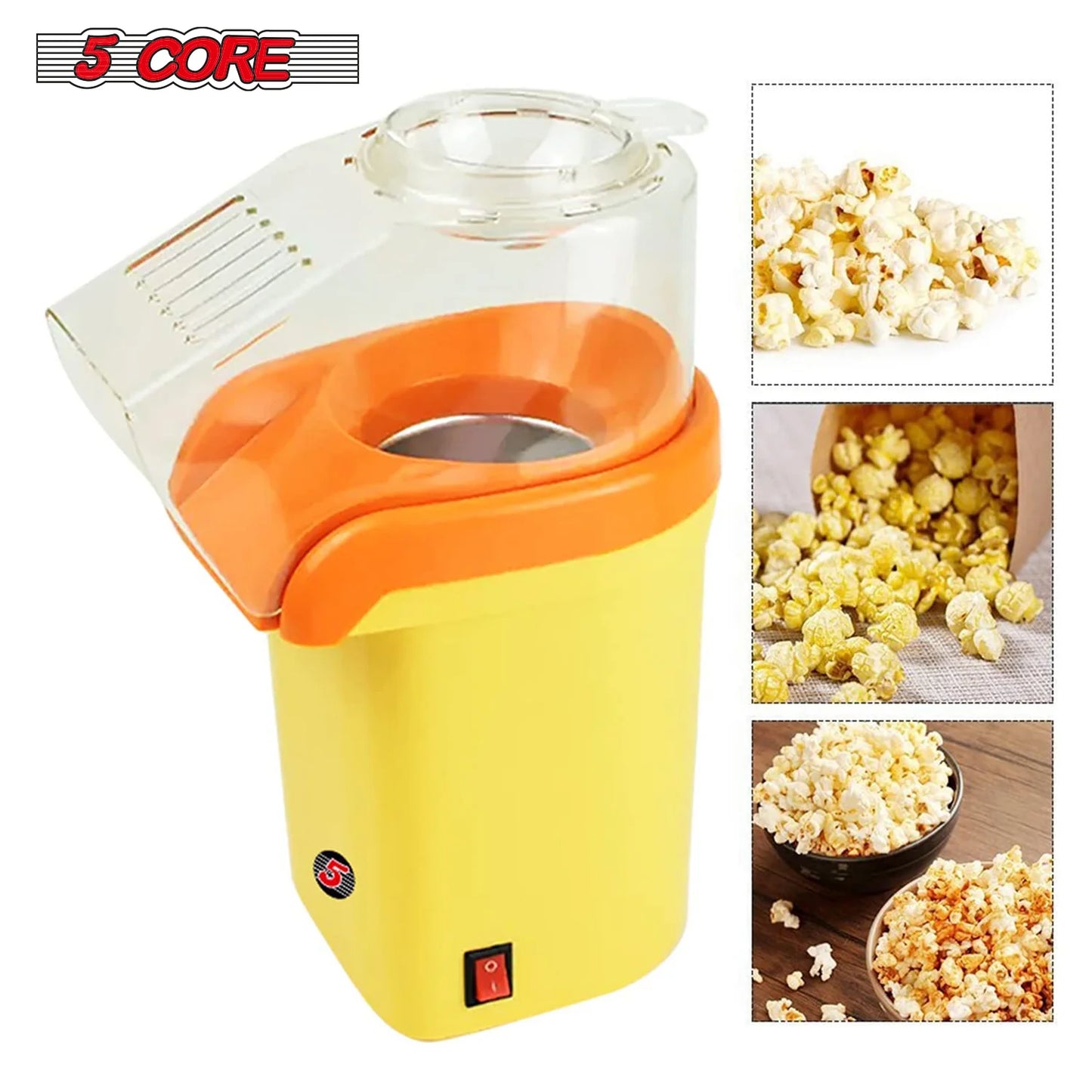 5Core Popcorn Machine 16 Cup Hot Air Popper Mini Portable Electric Pop Corn Maker YELLOW